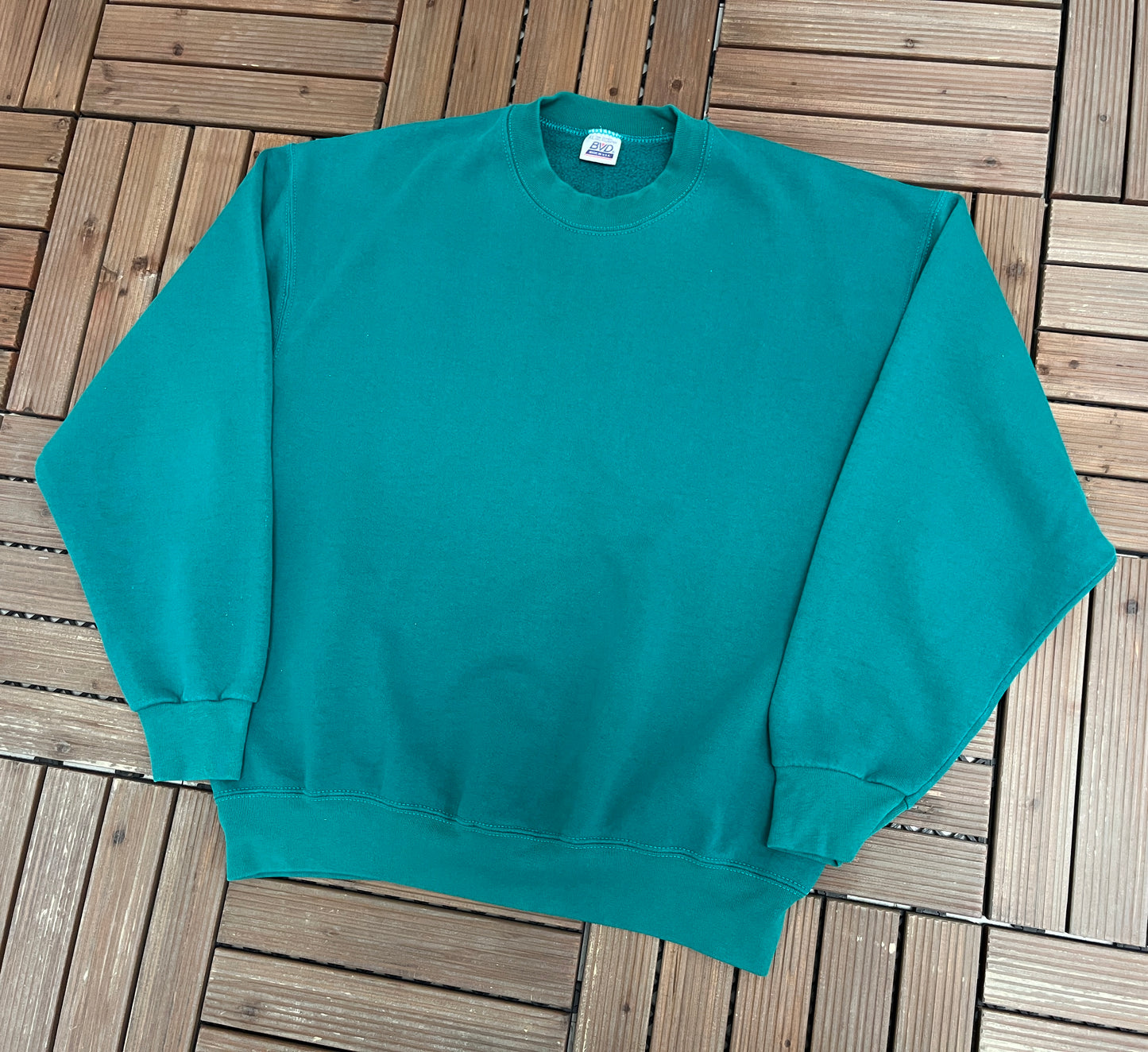 Green Blank Crewneck | Size X-Large | Vintage 1990s Made in USA Green Sweatshirt |