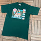 Sailing Vibrant Graphic Tee | Size X-Large | Vintage 1990s Scenic Green T-Shirt |