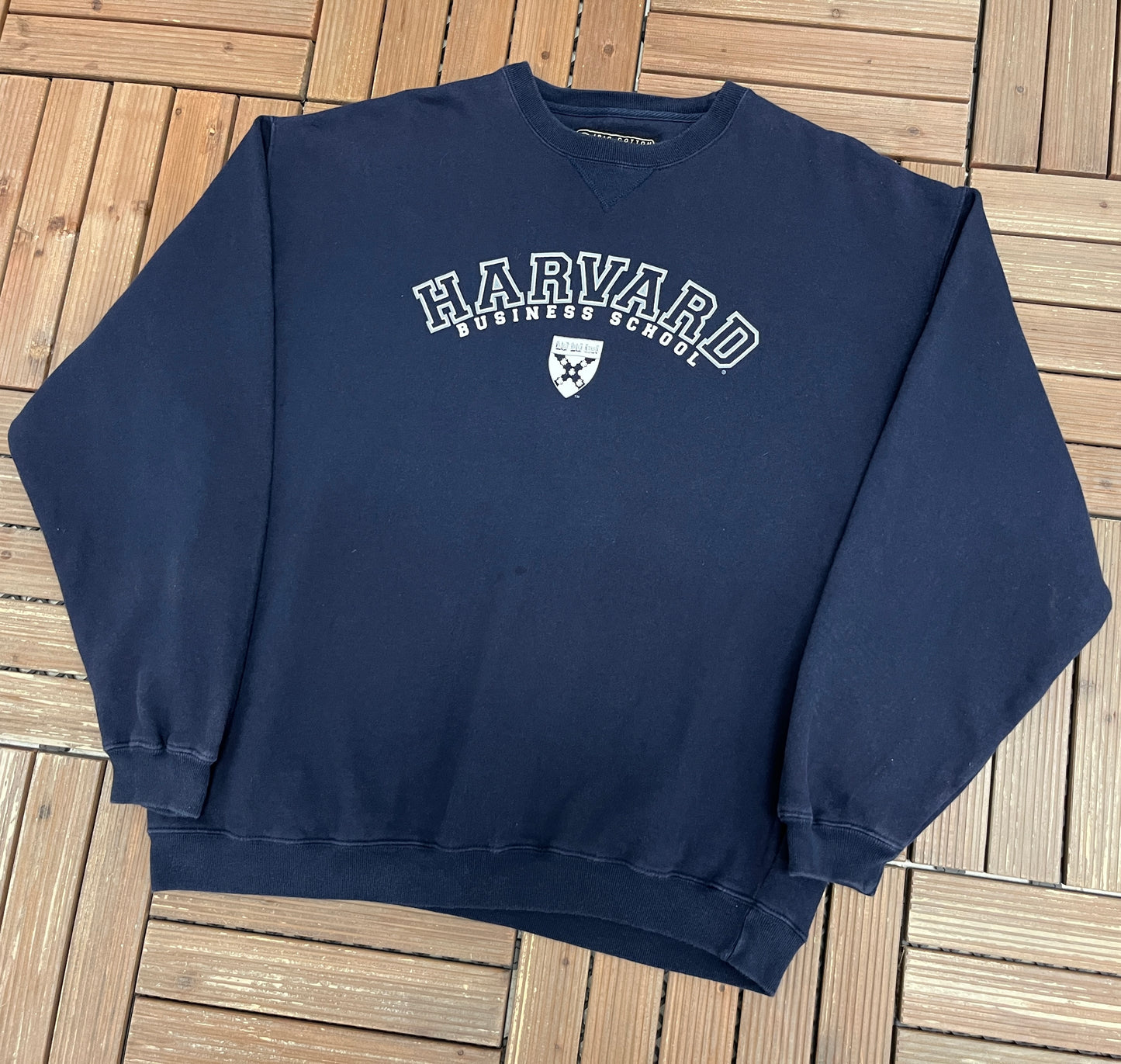 Harvard Business School Graphic Crewneck | Size X-Large | Vintage 1990s College Blue Sweater |