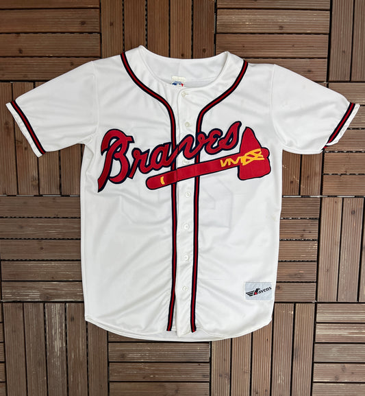 Atlanta Braves Stitched Baseball Jersey | Size X-Large | Vintage 1990s MLB Baseball White Jersey |