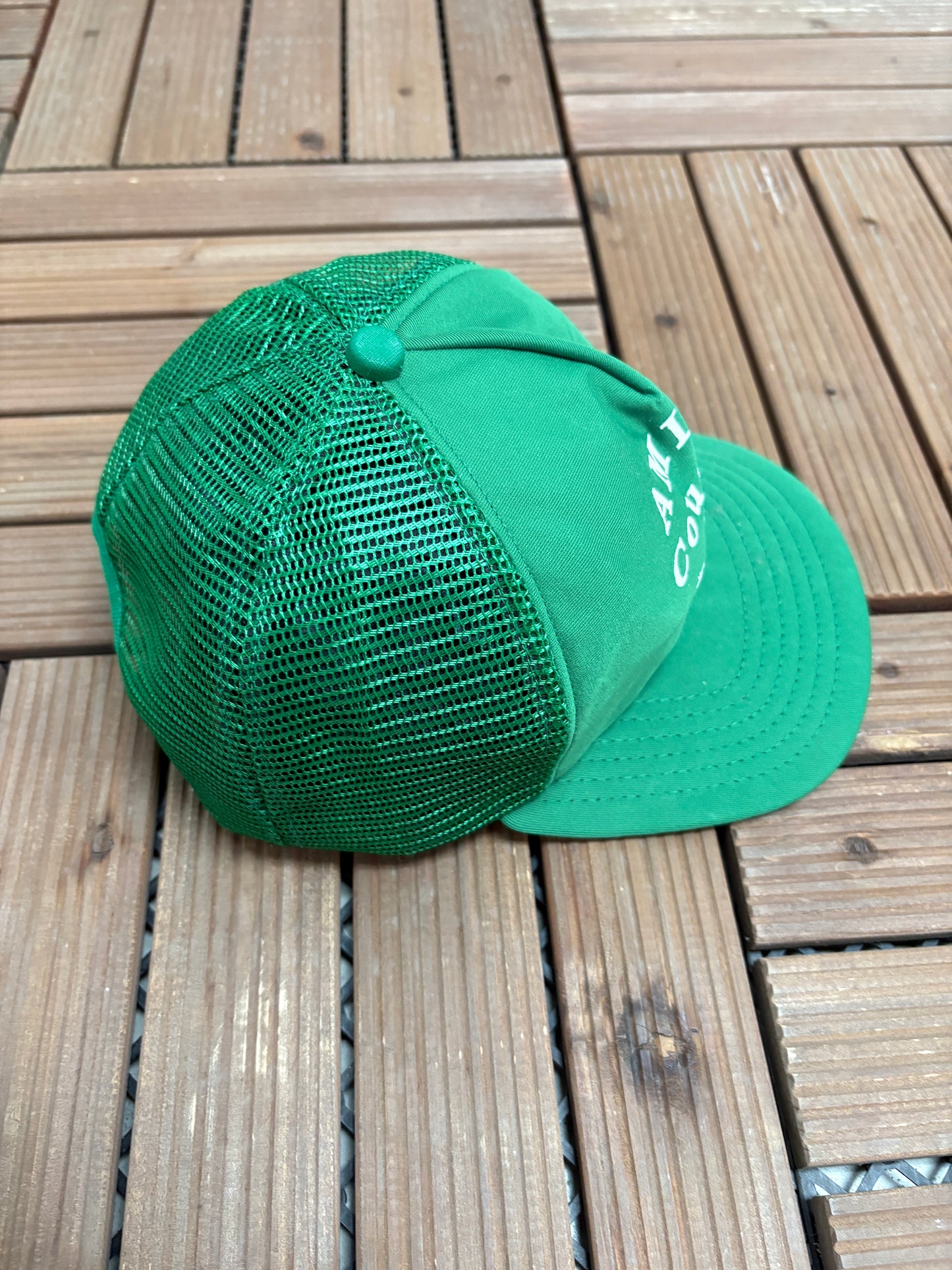 Amish Country Graphic Hat | Snap Back | Vintage 1990s Tourist Promotional Green Trucker Cap |