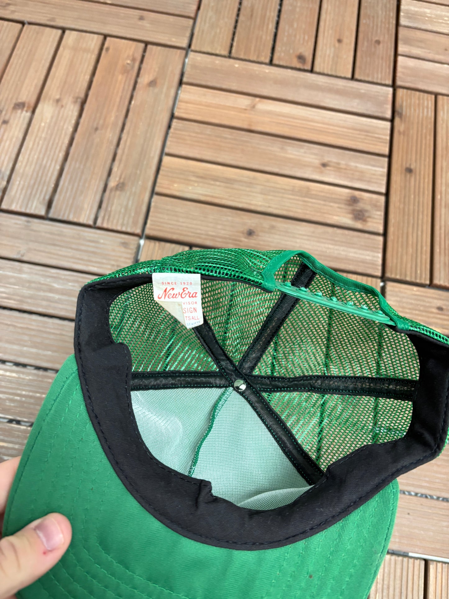 Amish Country Graphic Hat | Snap Back | Vintage 1990s Tourist Promotional Green Trucker Cap |