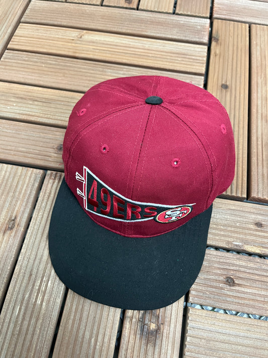 San Francisco 49ers Graphic Hat | Youth Snap Back | Vintage 1990s NFL Football Red Cap |