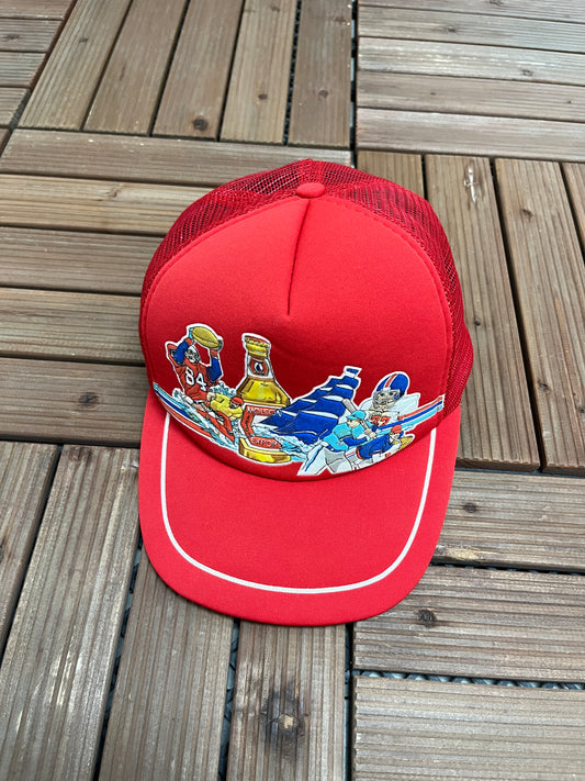 Molson Export Graphic Hat | Snap Back | Vintage 1980s Promotional Red Cap |