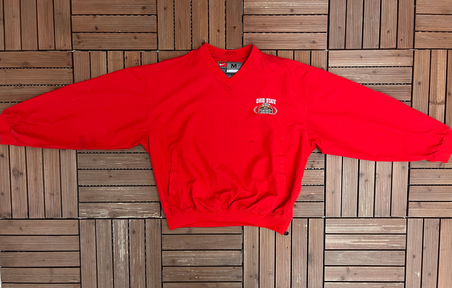 Ohio State Buckeyes BCS Championship 2007 Graphic Windbreaker | Size Medium | Vintage 2000s College Nike Red Jacket |
