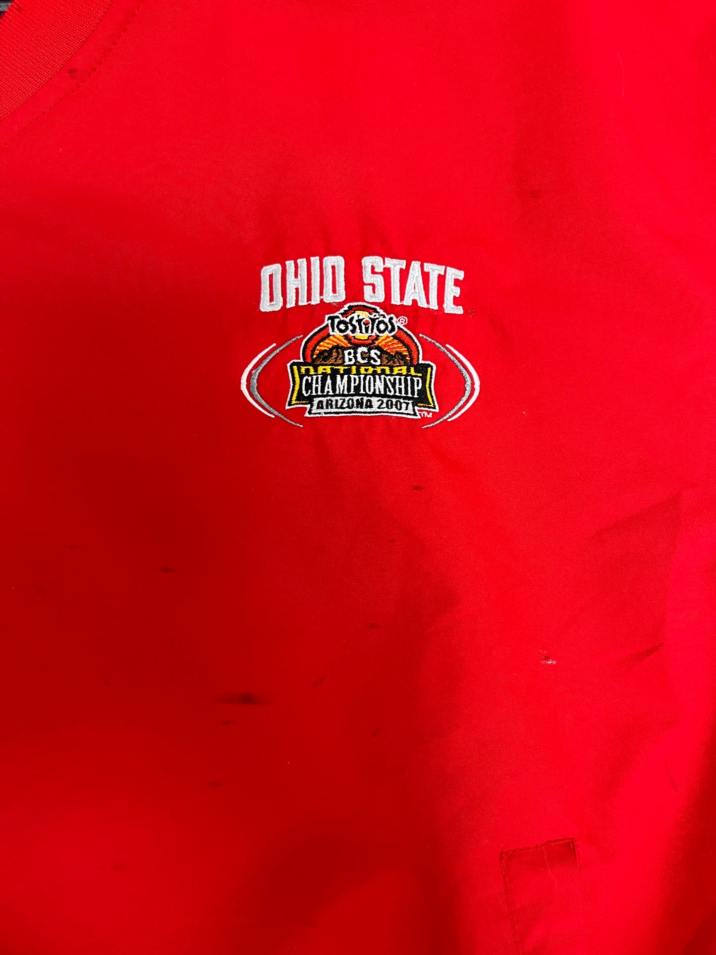 Ohio State Buckeyes BCS Championship 2007 Graphic Windbreaker | Size Medium | Vintage 2000s College Nike Red Jacket |