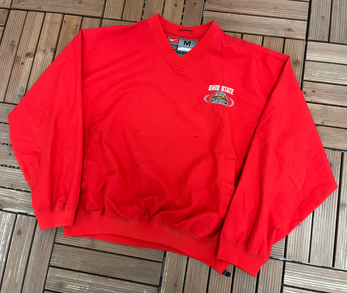 Ohio State Buckeyes BCS Championship 2007 Graphic Windbreaker | Size Medium | Vintage 2000s College Nike Red Jacket |