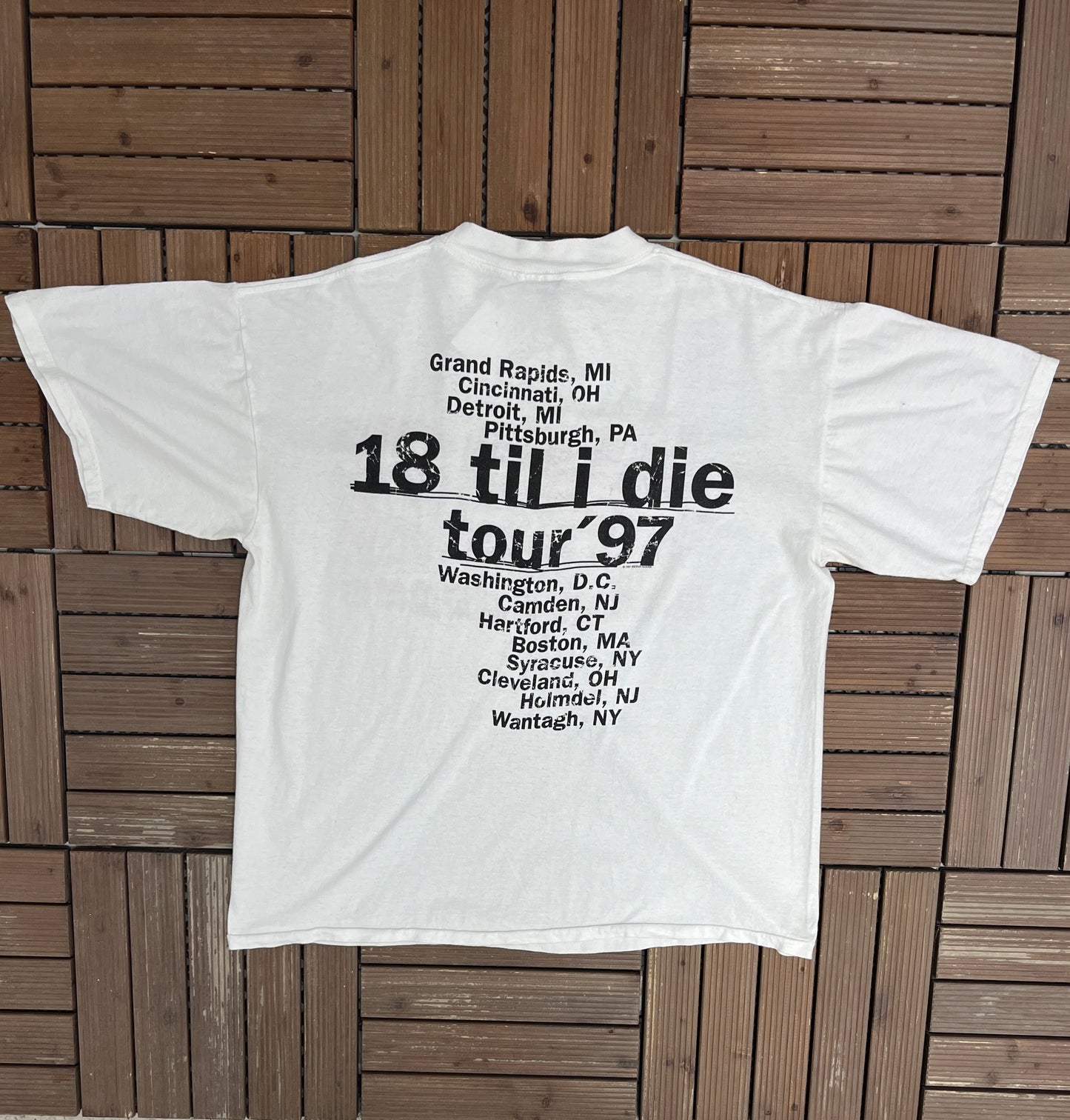 Bryan Adams 18 'Til I Die Tour 1997 Graphic Tee | Size X-Large | Vintage 1990s Canadian Rock White T-Shirt |