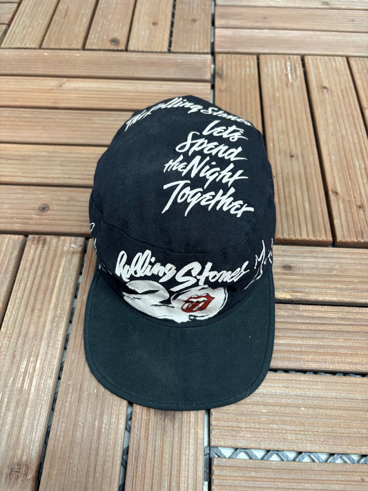 Rolling Stones 20 Year Anniversary Graphic Hat | One Size | Vintage 1980s Rock Band Black Cap |