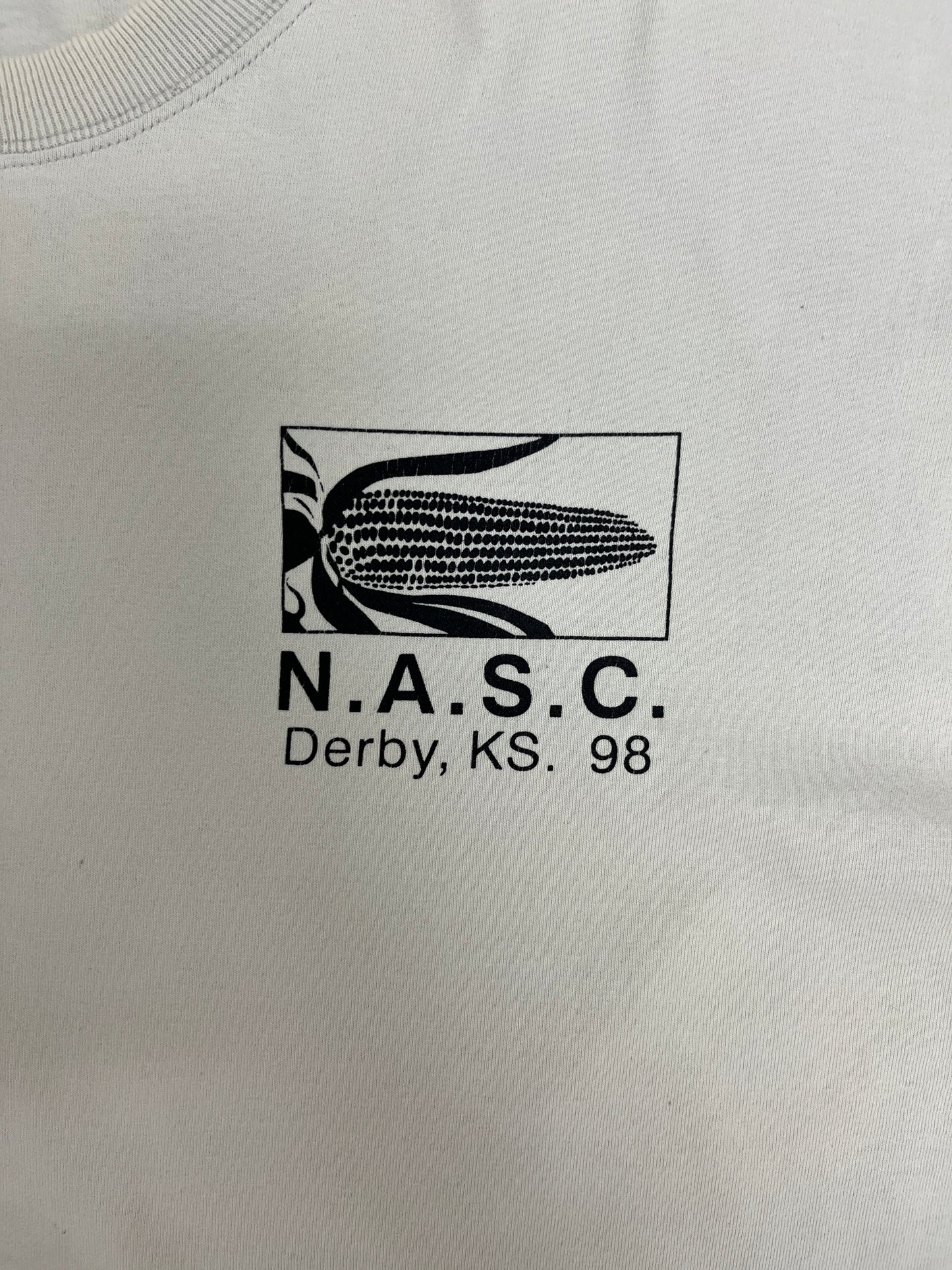 N.A.S.C. Derby, KS '98 Graphic Tee | Size X-Large | Vintage 1990s Promotional Beige T-Shirt |