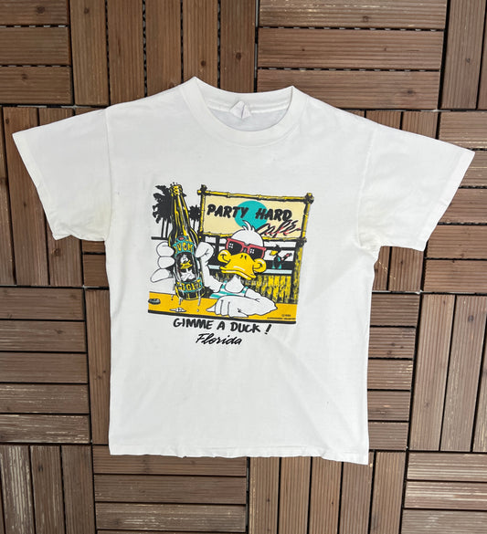 Gimme A Duck!, Florida Graphic Tee | Size Large | Vintage 1990s Tourist White T-Shirt |