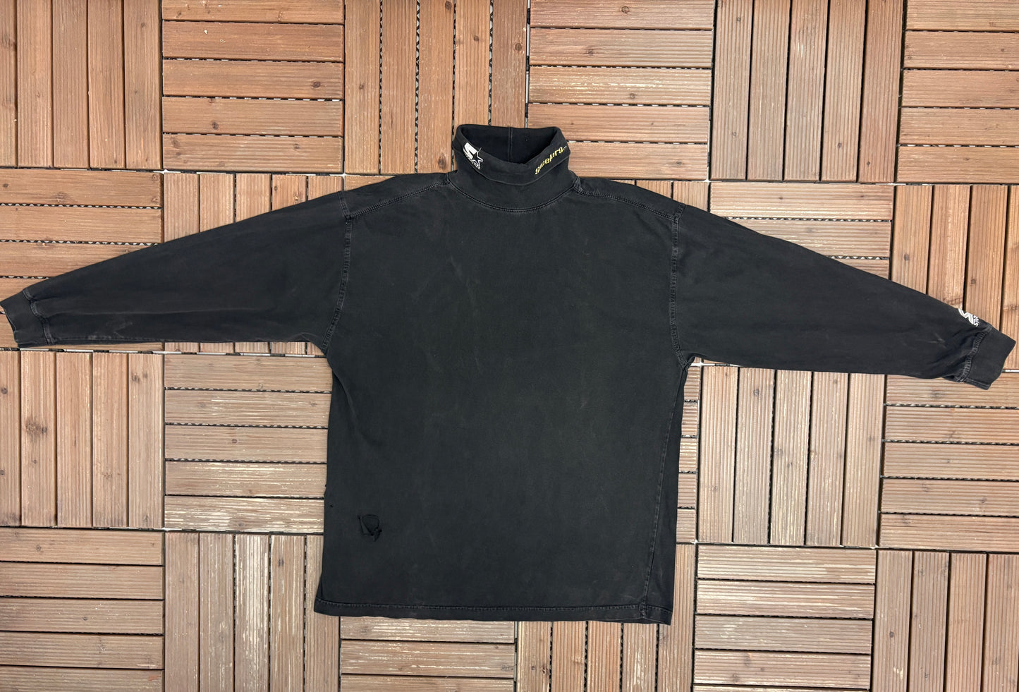 Pittsburgh Steelers Embroidered Graphic Turtleneck | Size X-Large | Vintage 1990s NFL Football Starter Black T-Shirt |