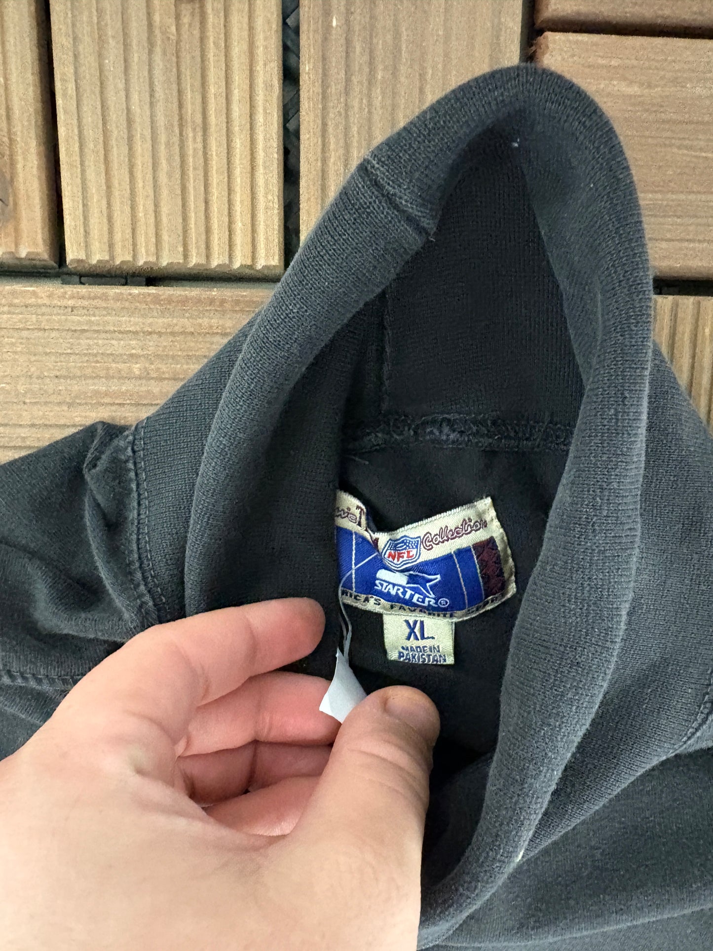 Pittsburgh Steelers Embroidered Graphic Turtleneck | Size X-Large | Vintage 1990s NFL Football Starter Black T-Shirt |