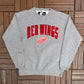 Detroit Red Wings Stitched Graphic Crewneck | Size Medium | Vintage 1990s NHL Hockey Grey Sweater |