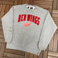 Detroit Red Wings Stitched Graphic Crewneck | Size Medium | Vintage 1990s NHL Hockey Grey Sweater |