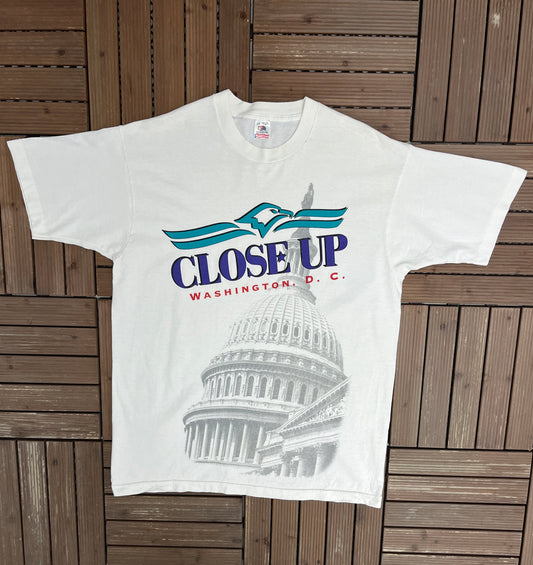 Washington, DC White House Graphic Tee | Size X-Large | Vintage 1990s Tourist White T-Shirt |