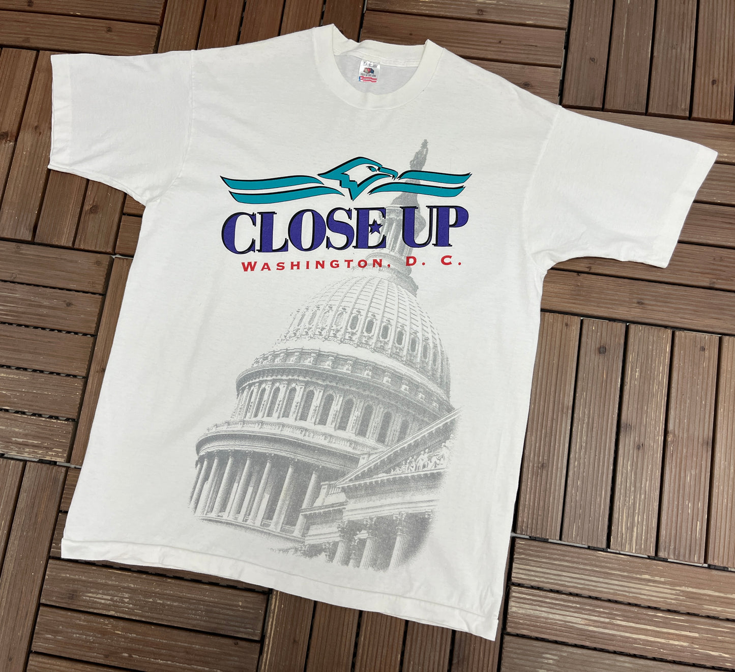 Washington, DC White House Graphic Tee | Size X-Large | Vintage 1990s Tourist White T-Shirt |