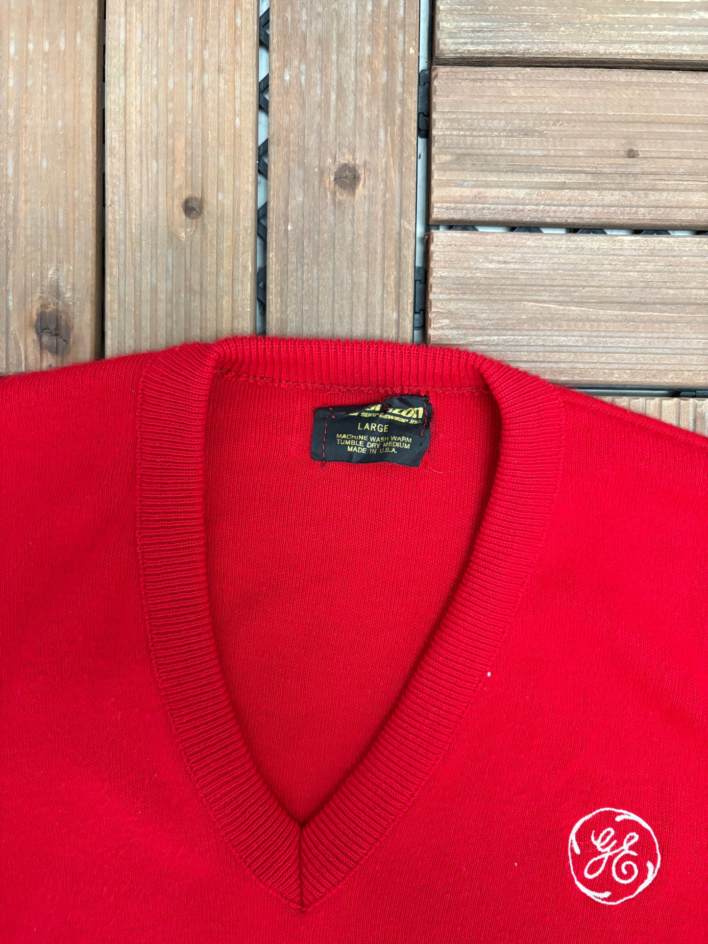 General Electric Graphic Knit Sweater | Size Large | Vintage 1990s Promotional Knit Sweater |