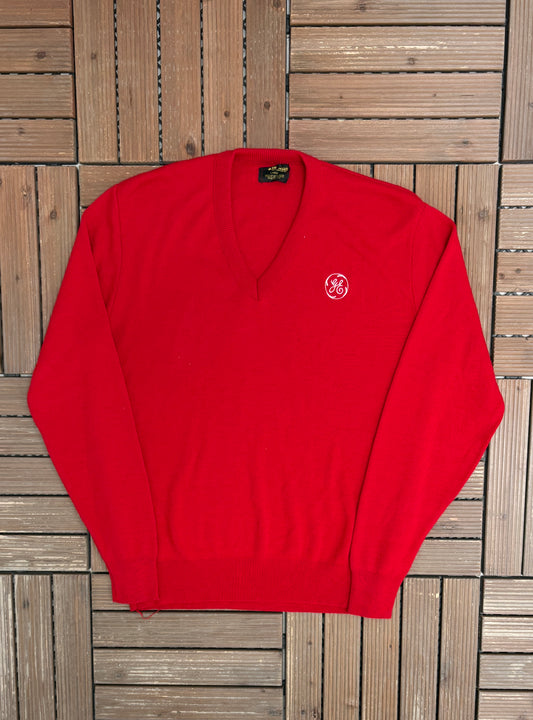 General Electric Graphic Knit Sweater | Size Large | Vintage 1990s Promotional Knit Sweater |