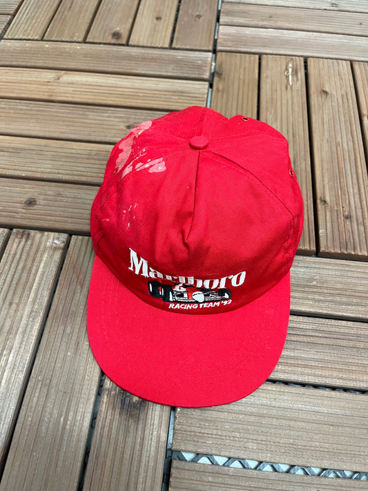 Marlboro Racing Team '92 Graphic Hat | Snap Back | Vintage 1990s Promotional Red Cap |