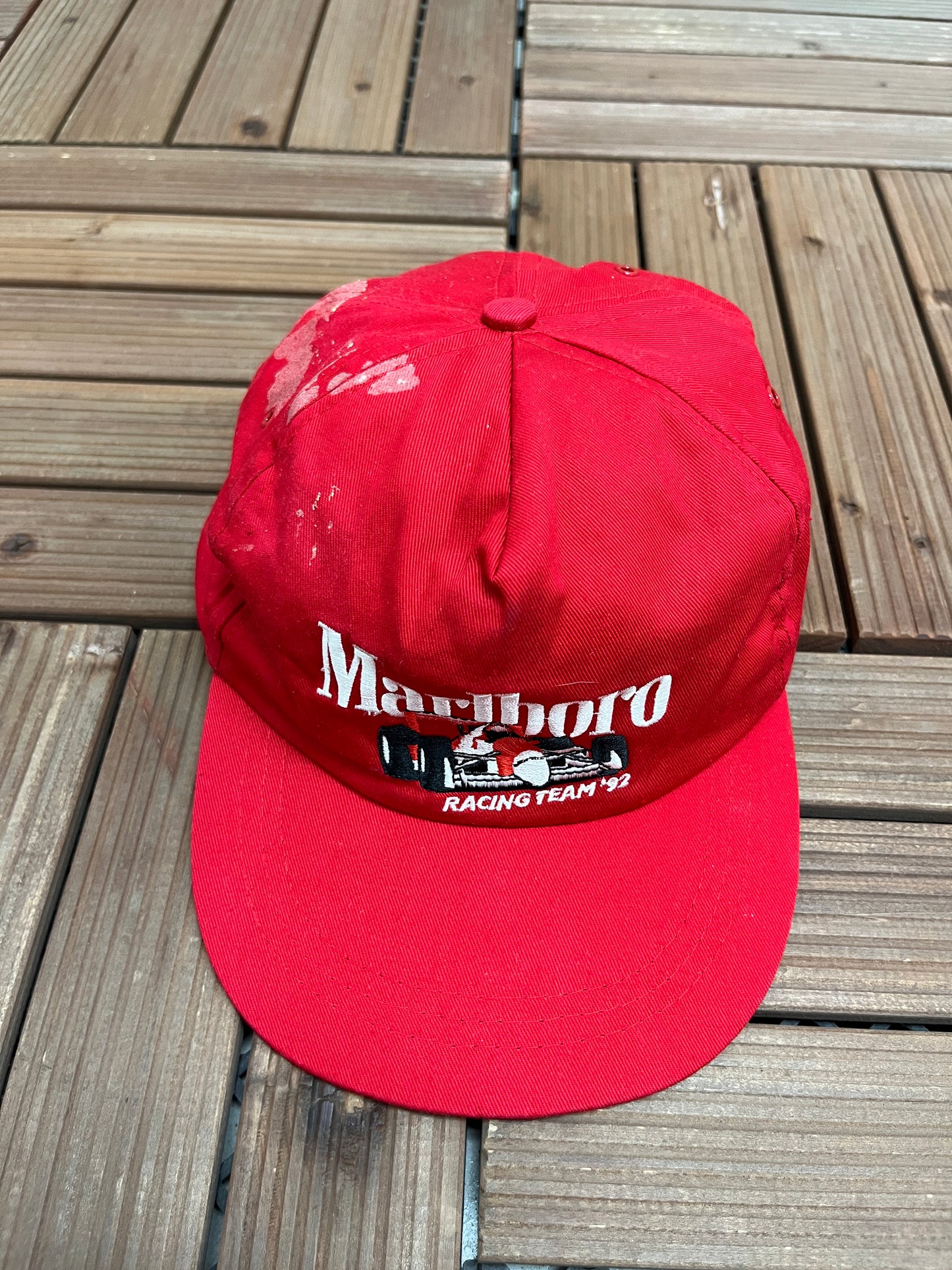 Marlboro Racing Team '92 Graphic Hat | Snap Back | Vintage 1990s Promotional Red Cap |