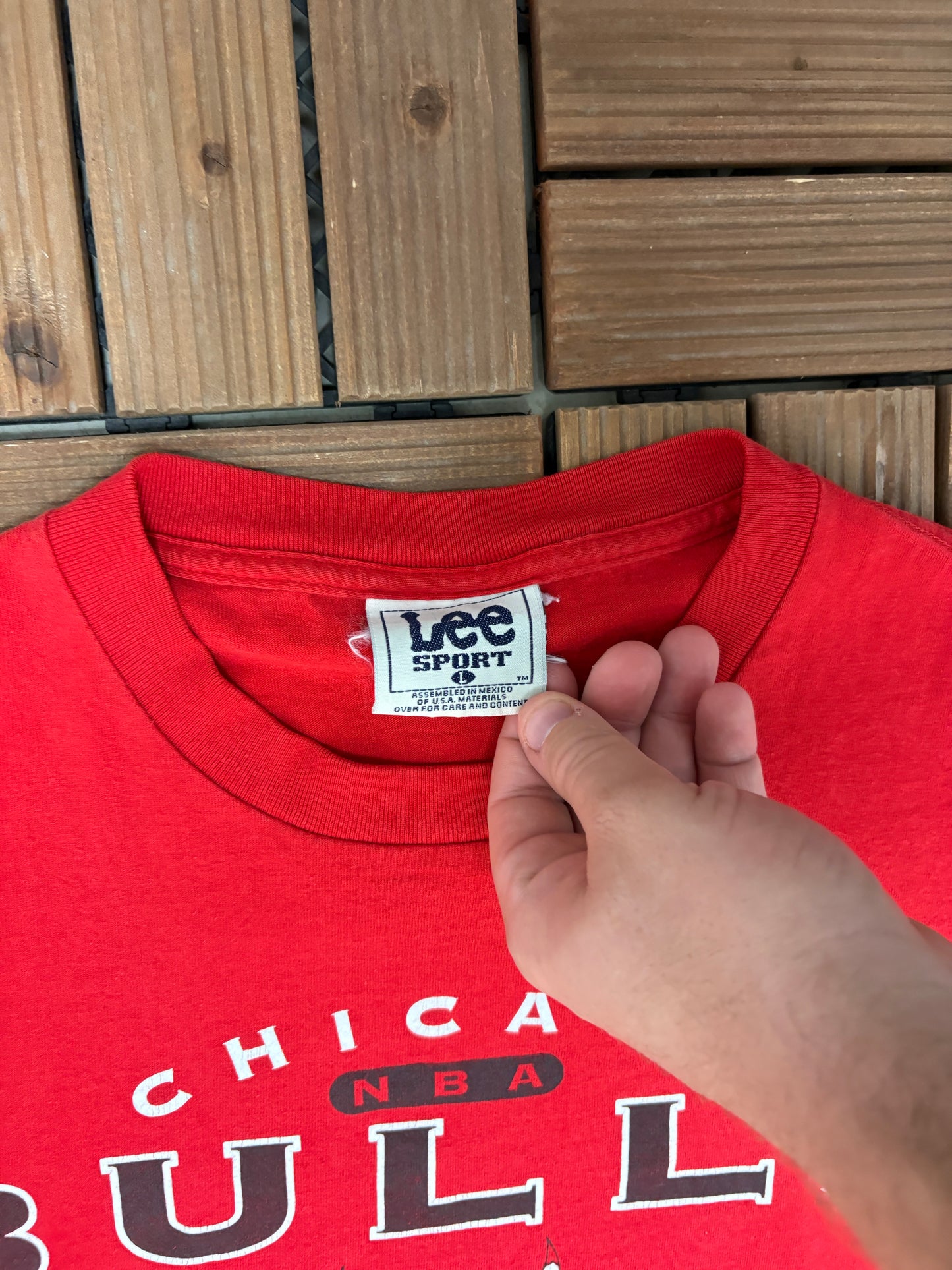 Chicago Bulls Basketball Graphic Tee | Size Large | Vintage 2000s NBA Basketball Red T-Shirt |