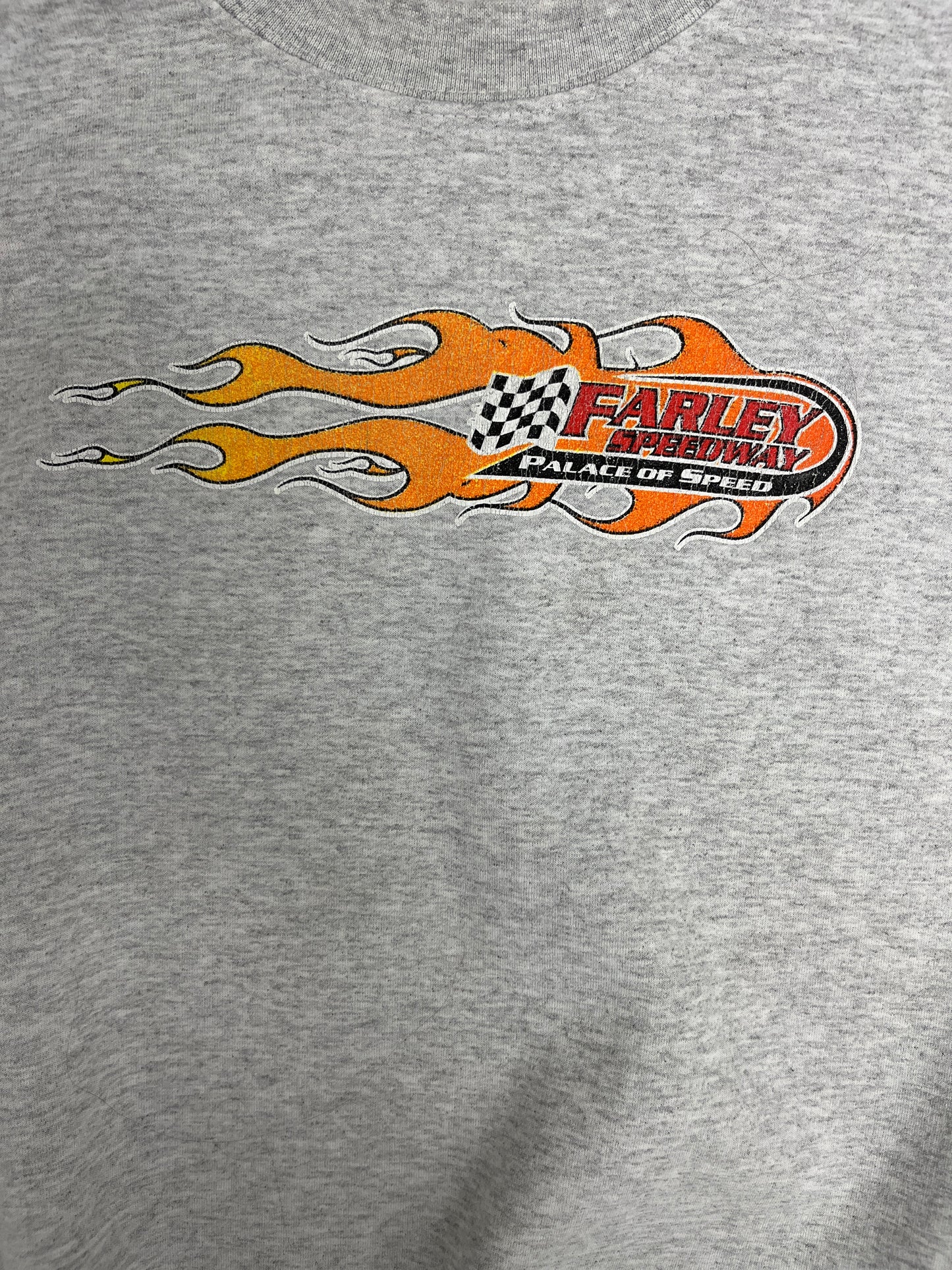 Farley Speedway Get Off Your Can... Be A Fan Graphic Crewneck | Size XX-Large | Vintage 2000s NASCAR Racing Grey Sweater |