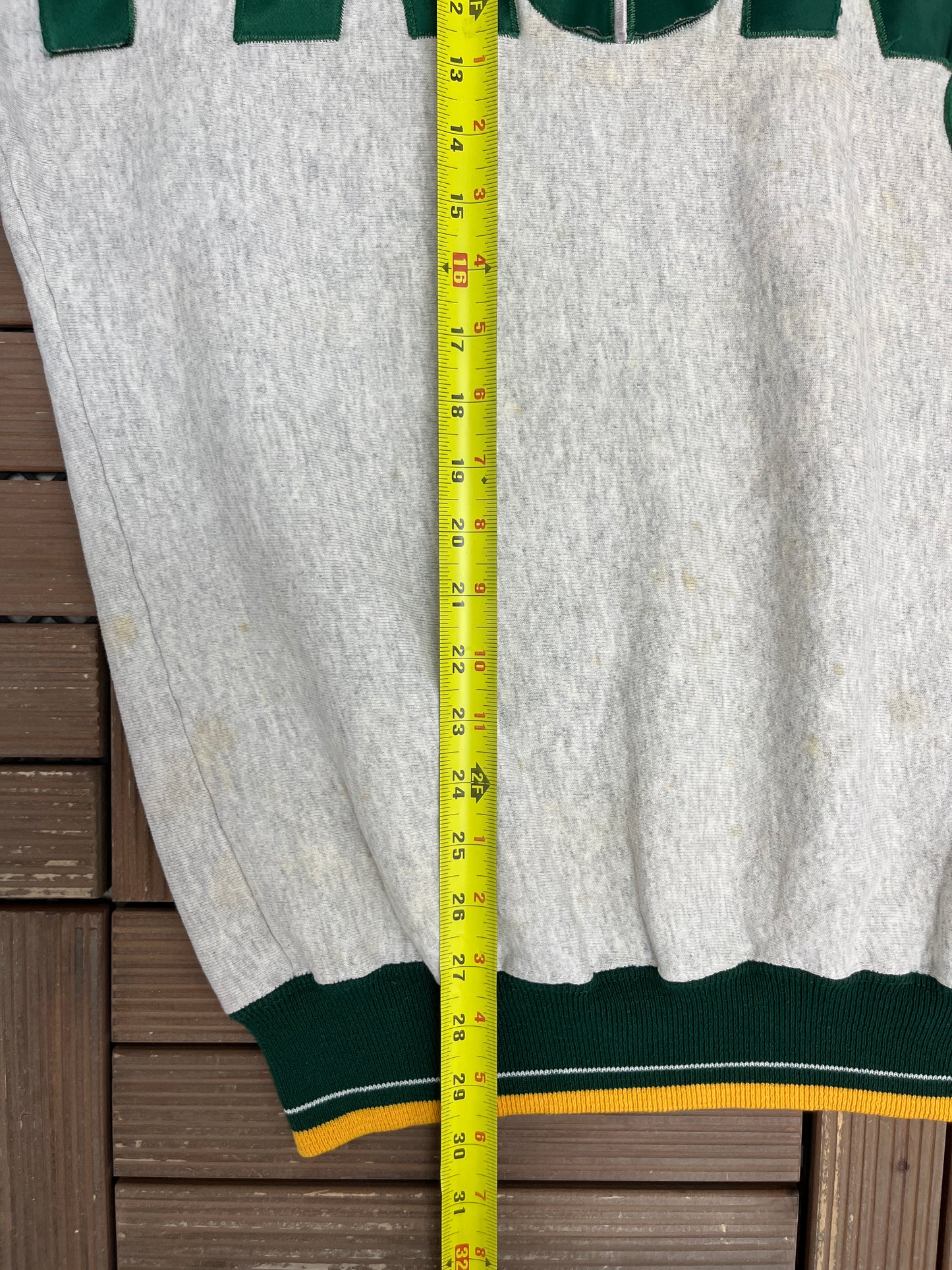 Green Bay Packers Wingspan Graphic Crewneck | Size X-Large | Vintage 1990s NFL Football Grey Sweater |