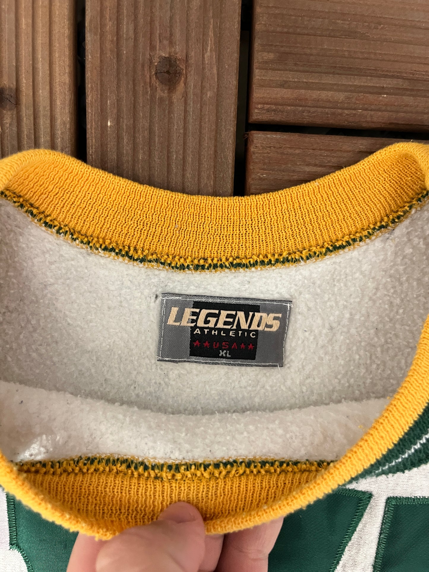 Green Bay Packers Wingspan Graphic Crewneck | Size X-Large | Vintage 1990s NFL Football Grey Sweater |