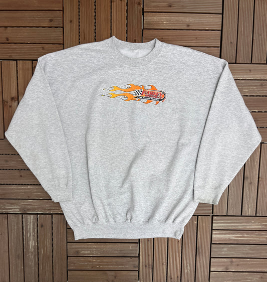 Farley Speedway Get Off Your Can... Be A Fan Graphic Crewneck | Size XX-Large | Vintage 2000s NASCAR Racing Grey Sweater |