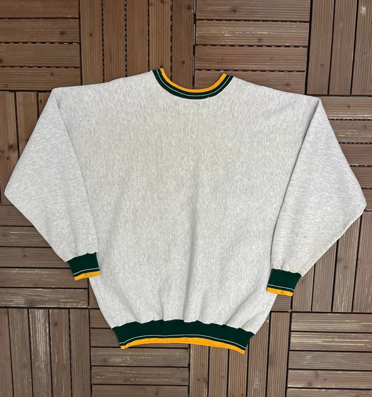 Green Bay Packers Wingspan Graphic Crewneck | Size X-Large | Vintage 1990s NFL Football Grey Sweater |