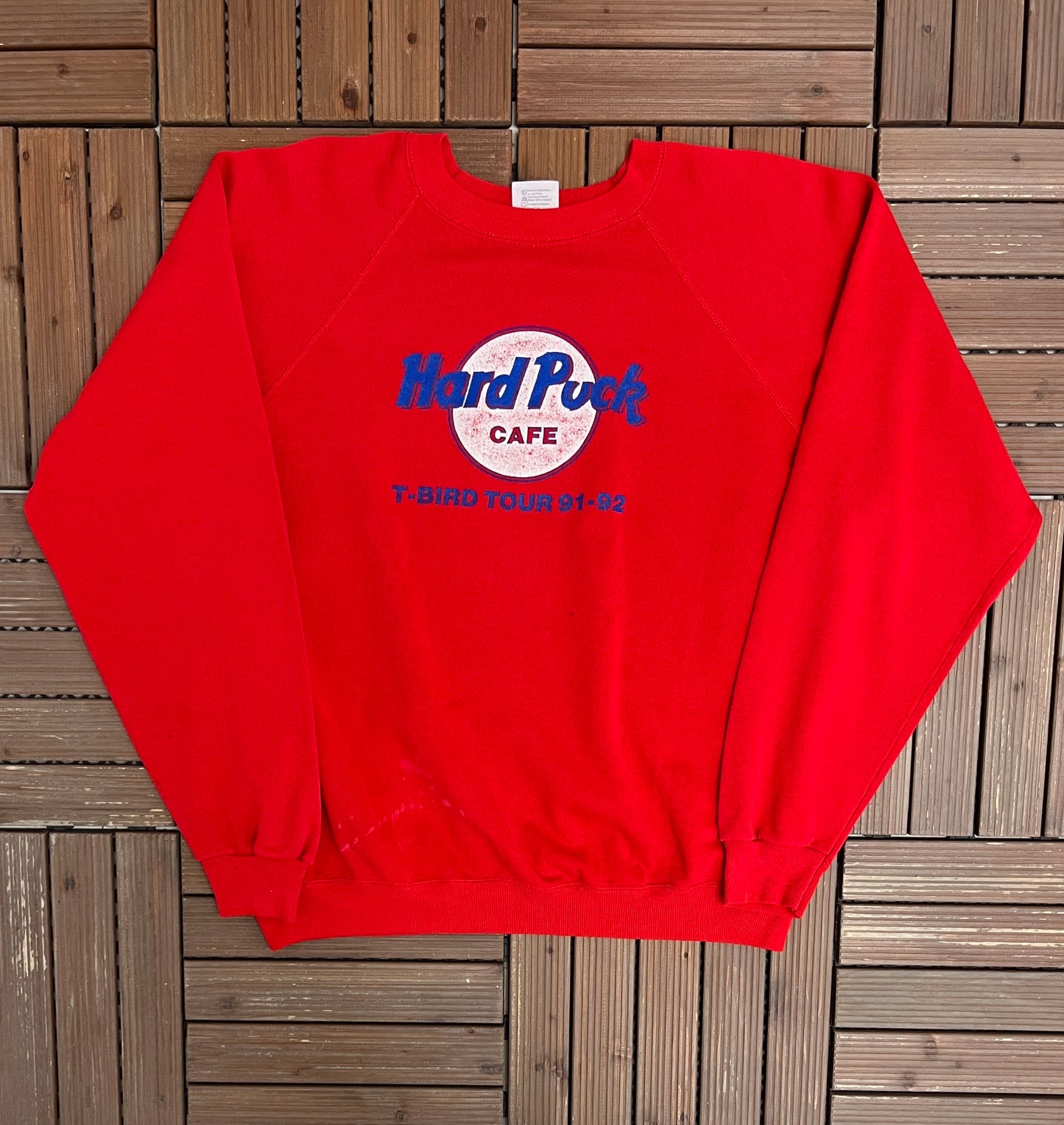 Hard Puck Cafe T-Bird Tour 91-92 Graphic Crewneck | Size XX-Large | Vintage 1990s Hockey Red Sweater |