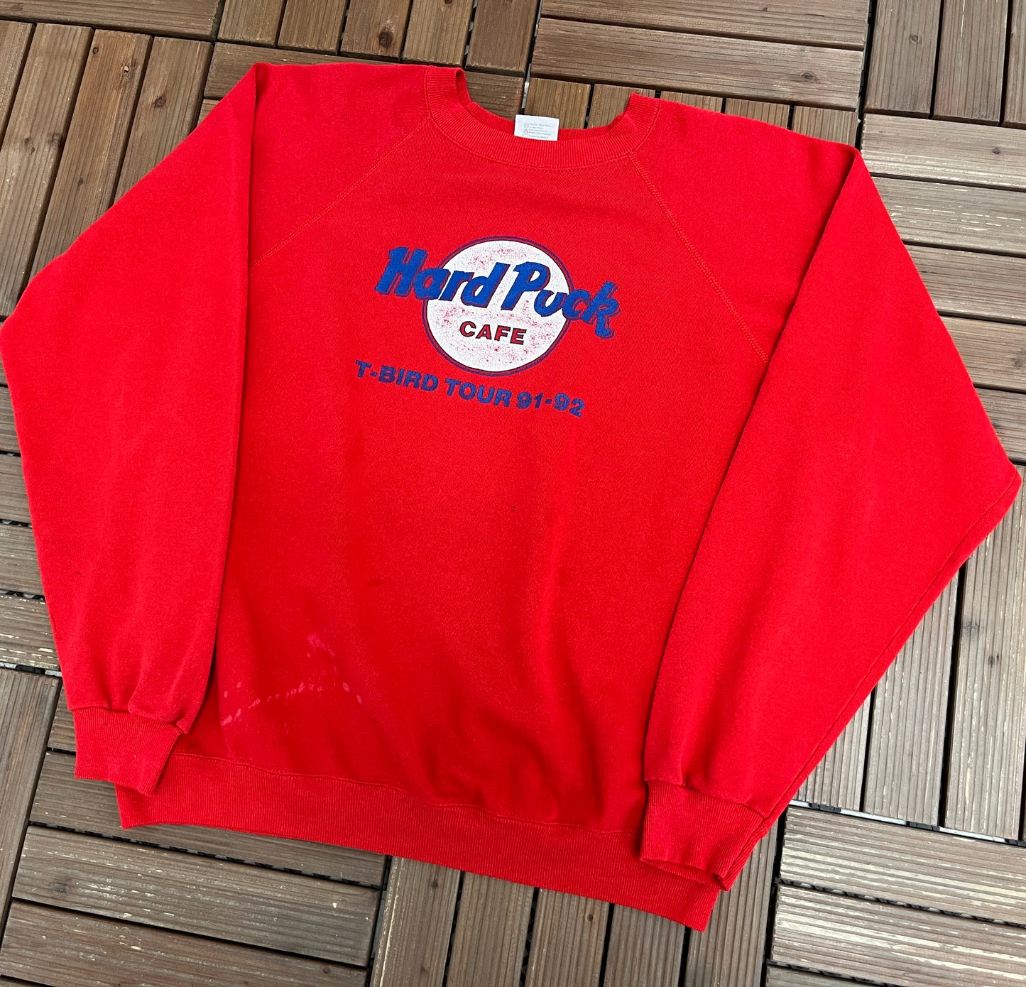 Hard Puck Cafe T-Bird Tour 91-92 Graphic Crewneck | Size XX-Large | Vintage 1990s Hockey Red Sweater |