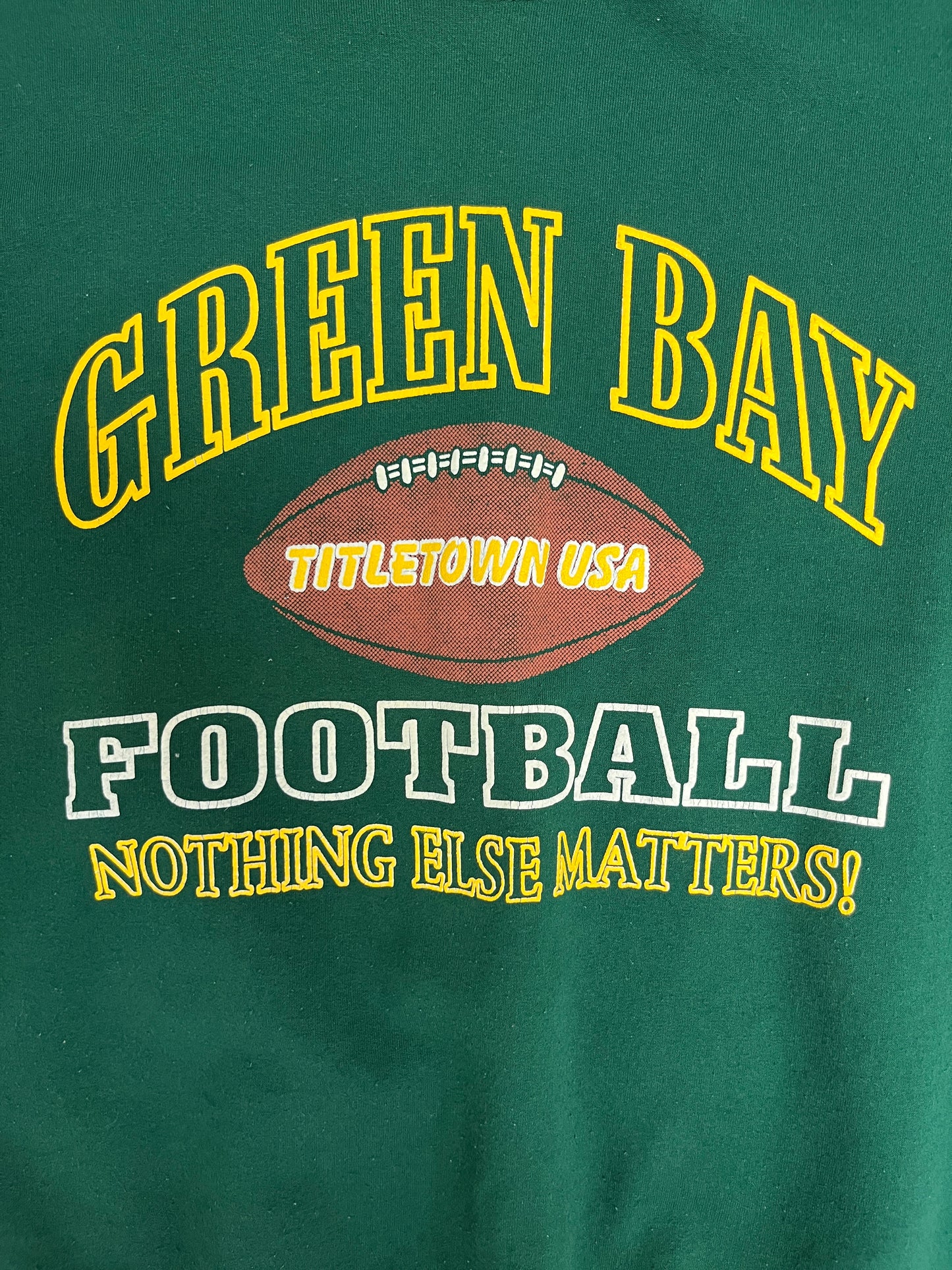 Green Bay Packers Titletown, USA Graphic Crewneck | Size Large | Vintage 1990s NFL Football Green Sweater |