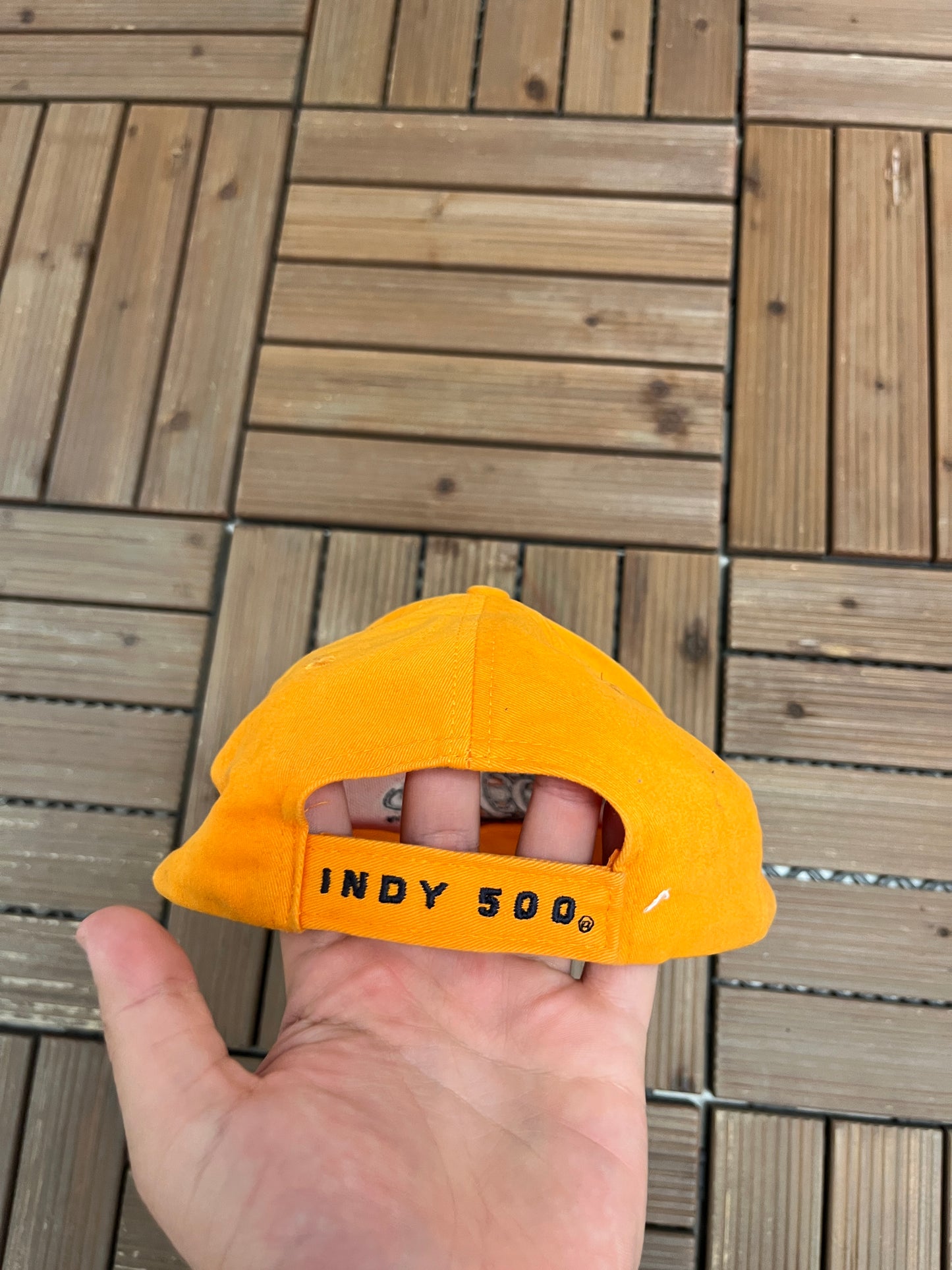 Indianapolis 500 Racing Graphic Hat | Strap Back | Vintage 2000s NASCAR Racing Orange Cap |