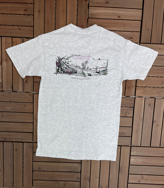 Game Fair Okemo Mountain Resort, Vermont Graphic Tee | Size Large | Vintage 1990s Single Stitch Grey T-Shirt |