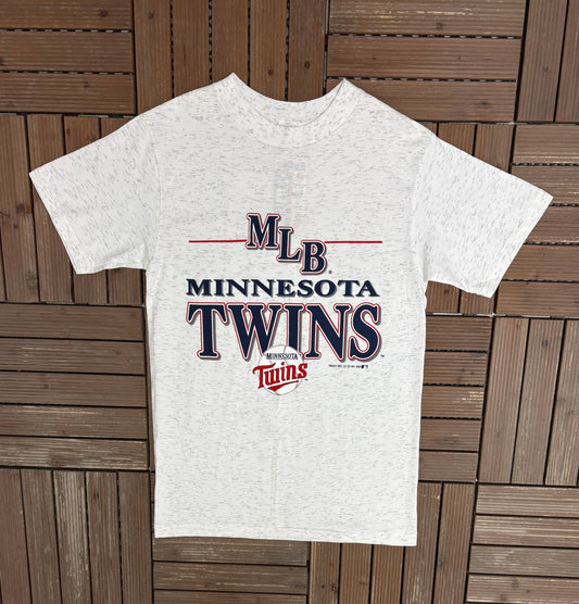 Minnesota Twins Graphic Tee | Size Medium | Vintage 1990s MLB Baseball Grey T-Shirt |