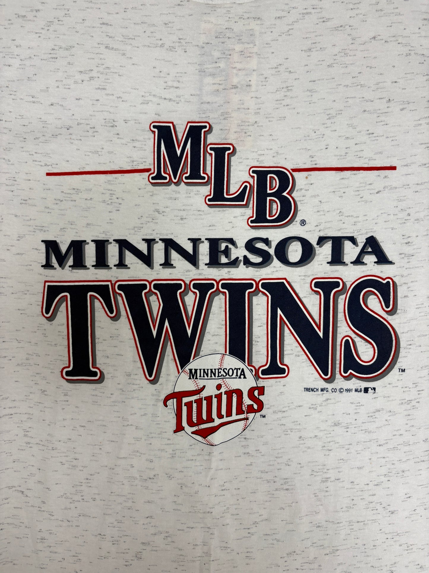 Minnesota Twins Graphic Tee | Size Medium | Vintage 1990s MLB Baseball Grey T-Shirt |