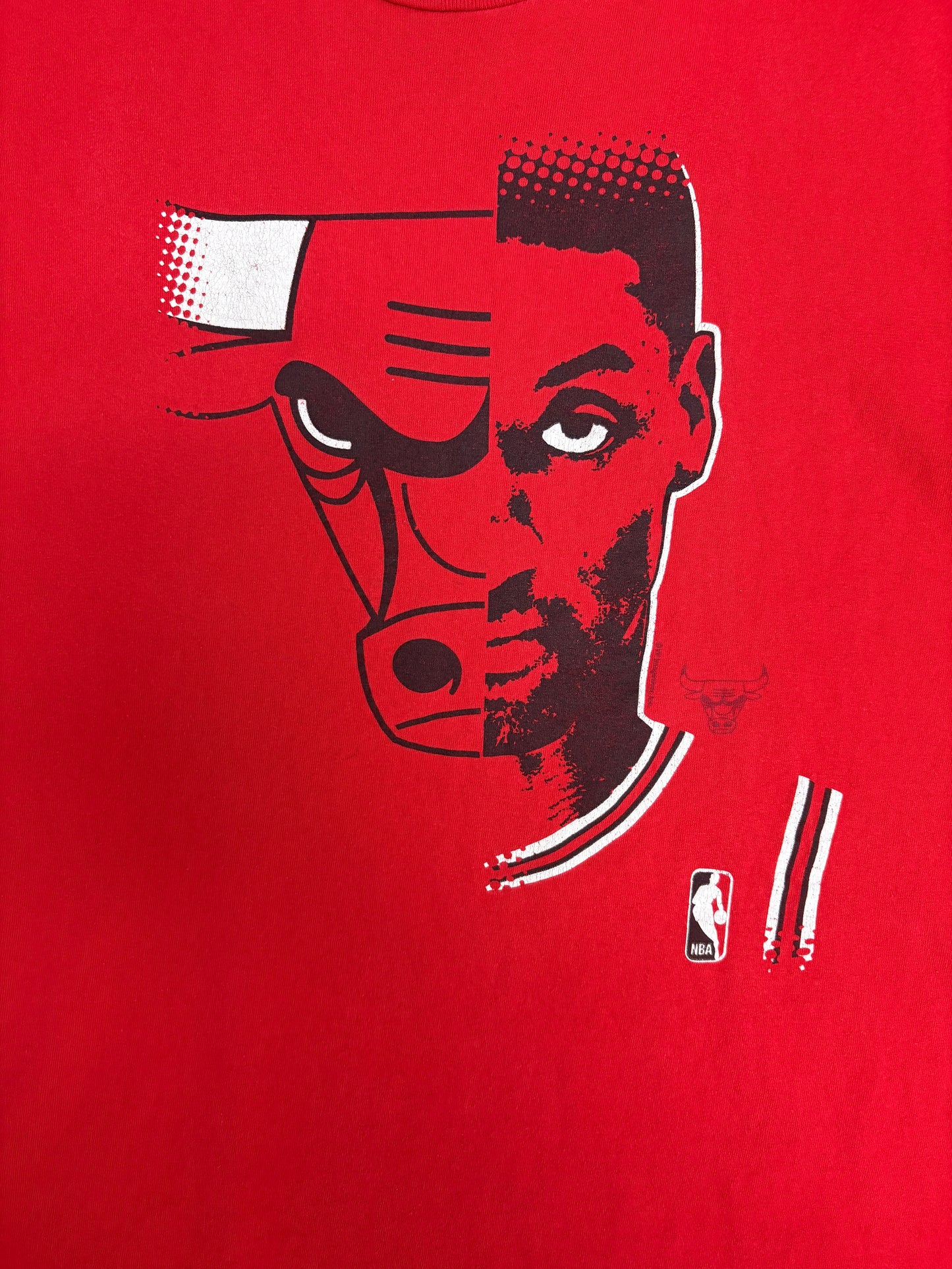 Chicago Bulls Dennis Rodman Graphic Tee | Size X-Large | Vintage 2000s NBA Basketball Red T-Shirt |