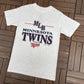 Minnesota Twins Graphic Tee | Size Medium | Vintage 1990s MLB Baseball Grey T-Shirt |