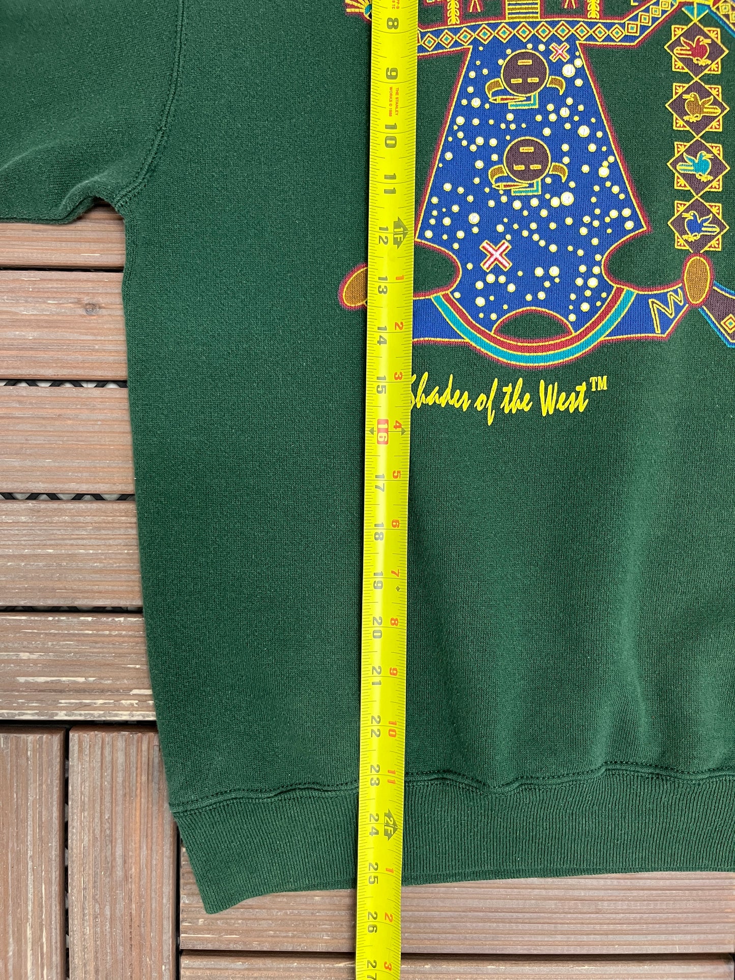 Shades Of The West Abstract Graphic Crewneck | Size Large | Vintage 1990s Tourist Abstract Green Sweater |