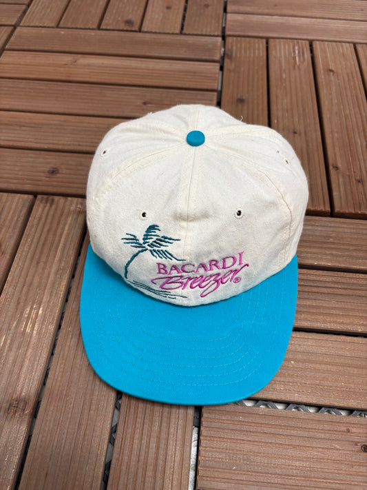 Bacardi Breezer Graphic Hat | Adjustable Clasp | Vintage 1990s Promotional White Cap |