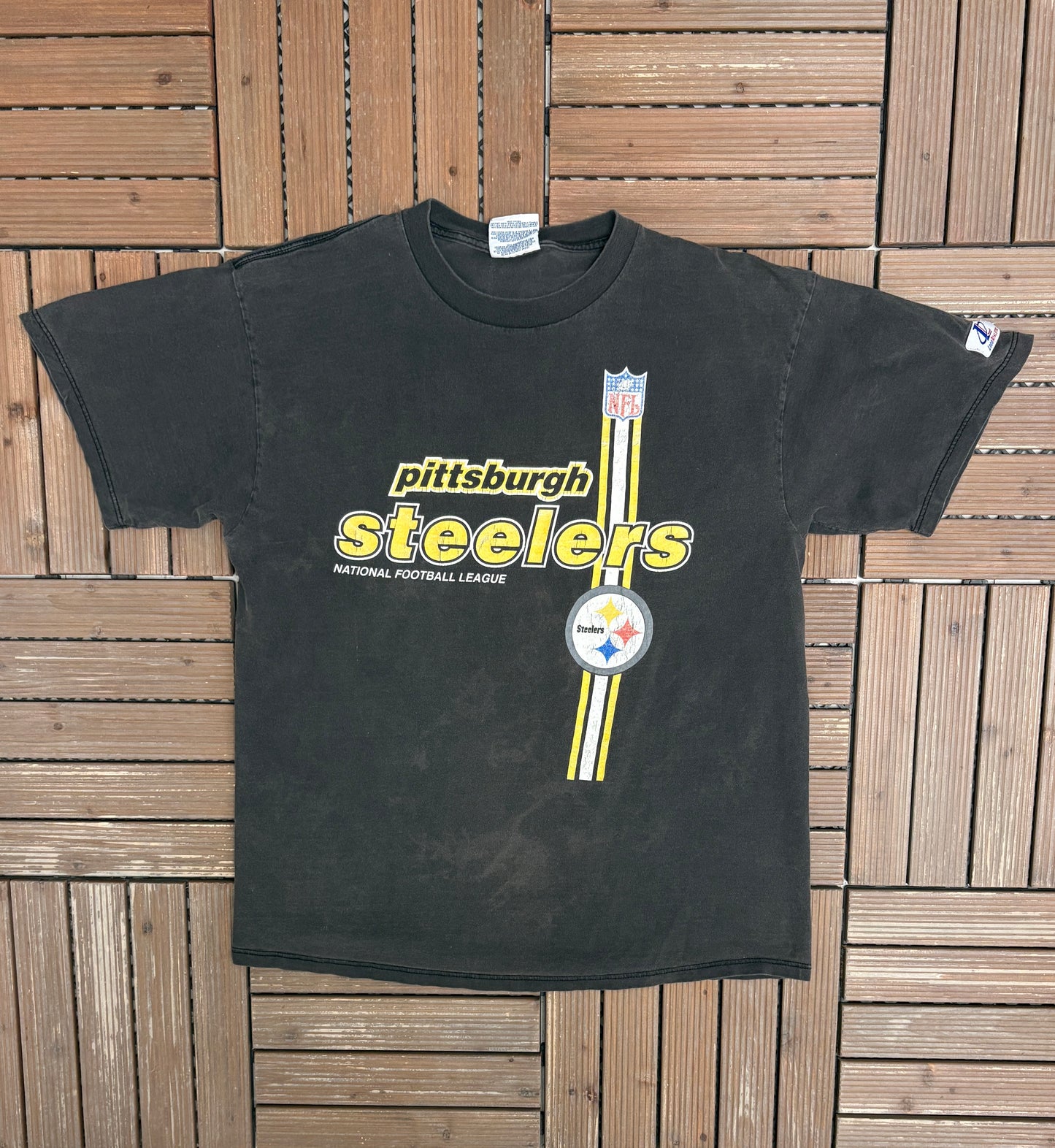 Pittsburgh Steelers Graphic Tee | Size Large | Vintage 1990s NFL Football Black T-Shirt |