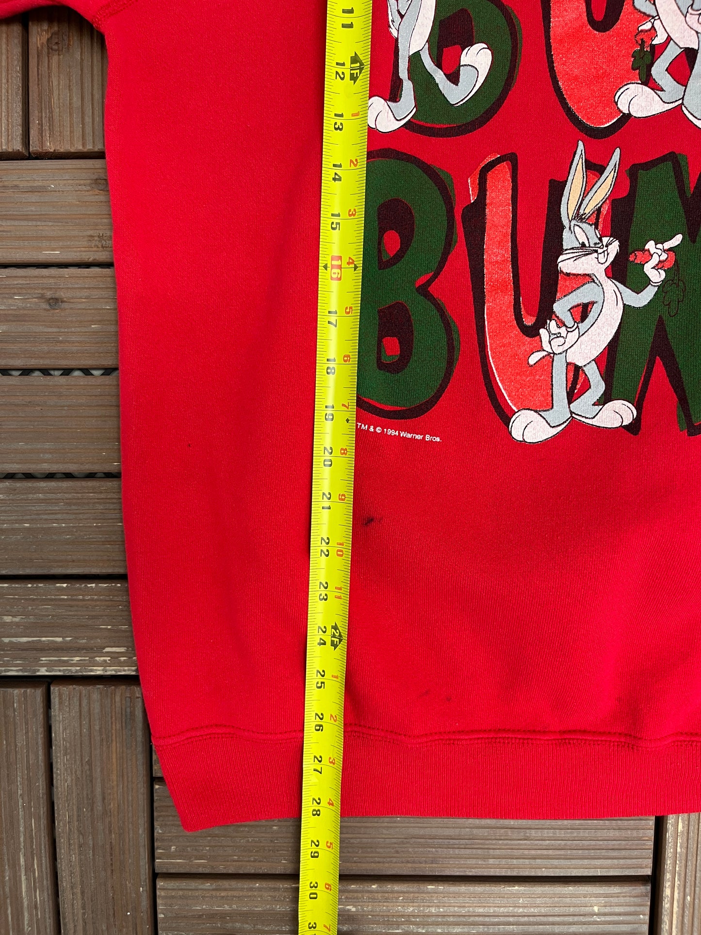 Bugs Bunny Graphic Crewneck | Size XX-Large | Vintage 1990s Promotional Cartoon Red Sweater |