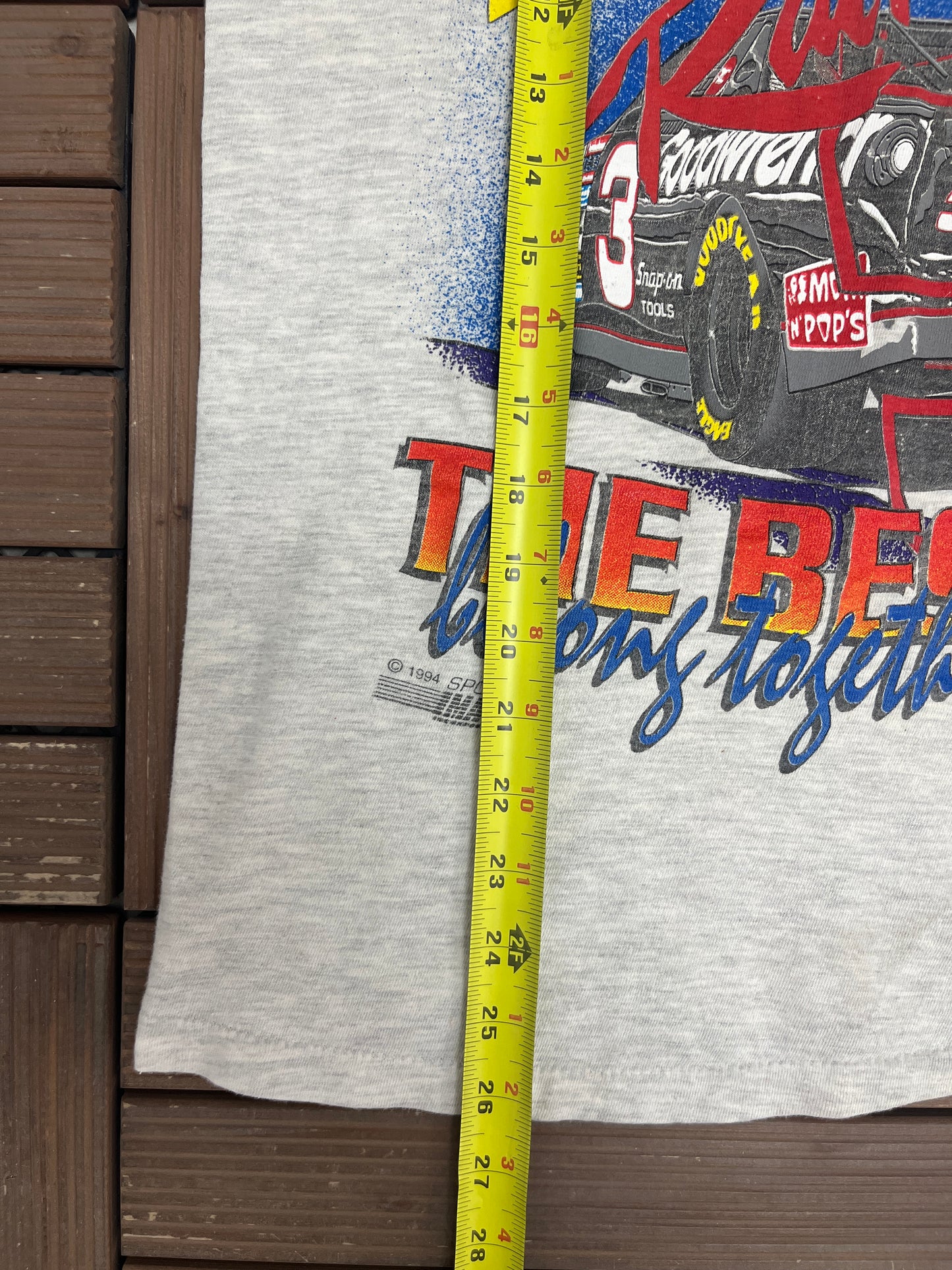 Dale Earnhardt The Best Belong Together Graphic Tee | Size Large | Vintage 1990s NASCAR Grey T-Shirt |