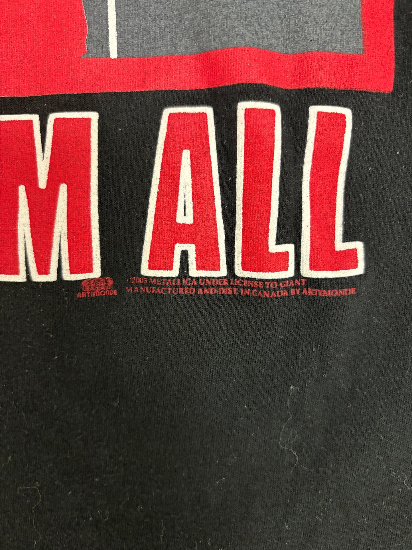 Metallica Kill 'Em All Graphic Tee | Size Small | Vintage 2000s Rock Band Black T-Shirt |