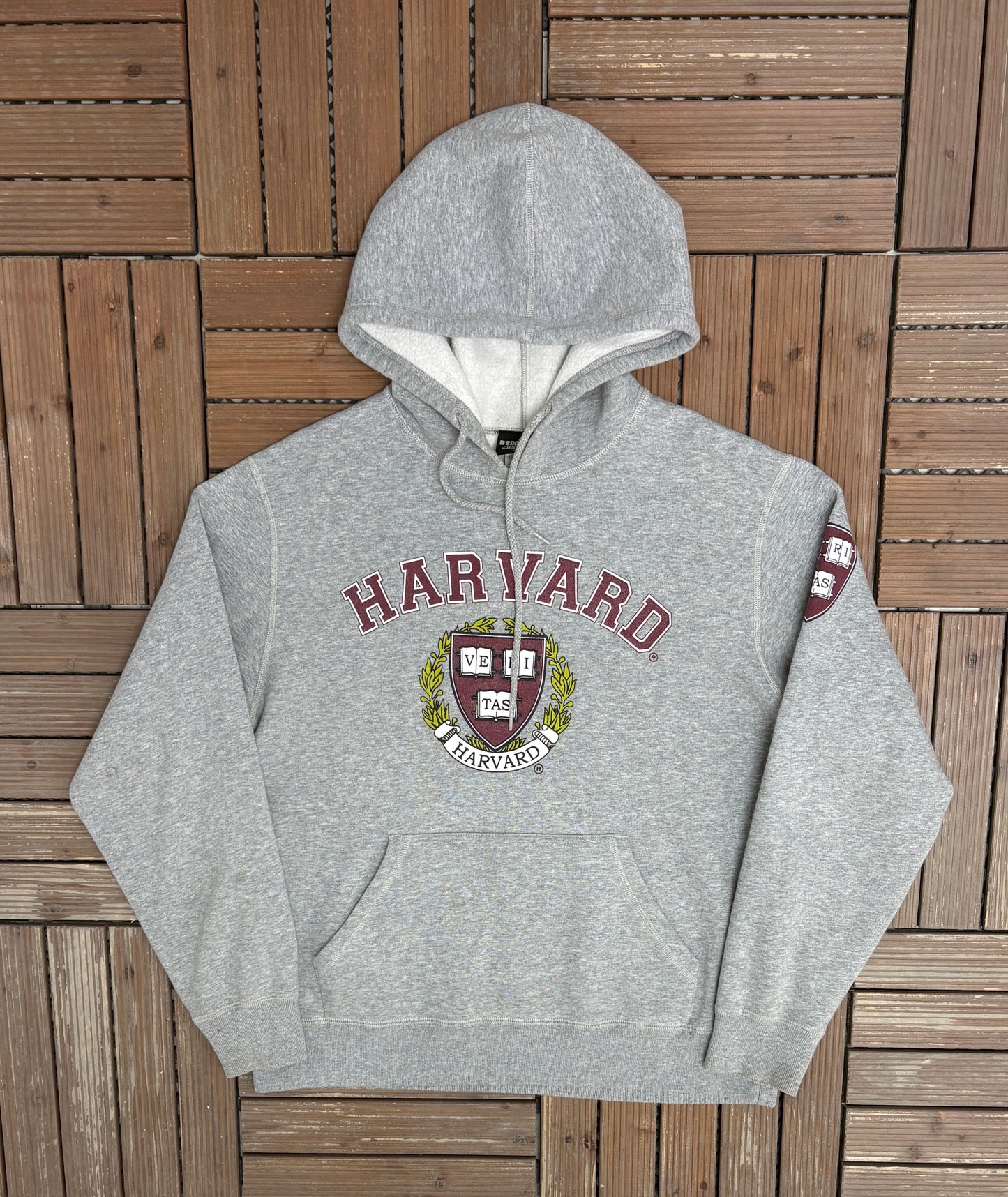 Harvard University Graphic Hoodie | Size Small | Vintage 2000s College Grey Sweatshirt |