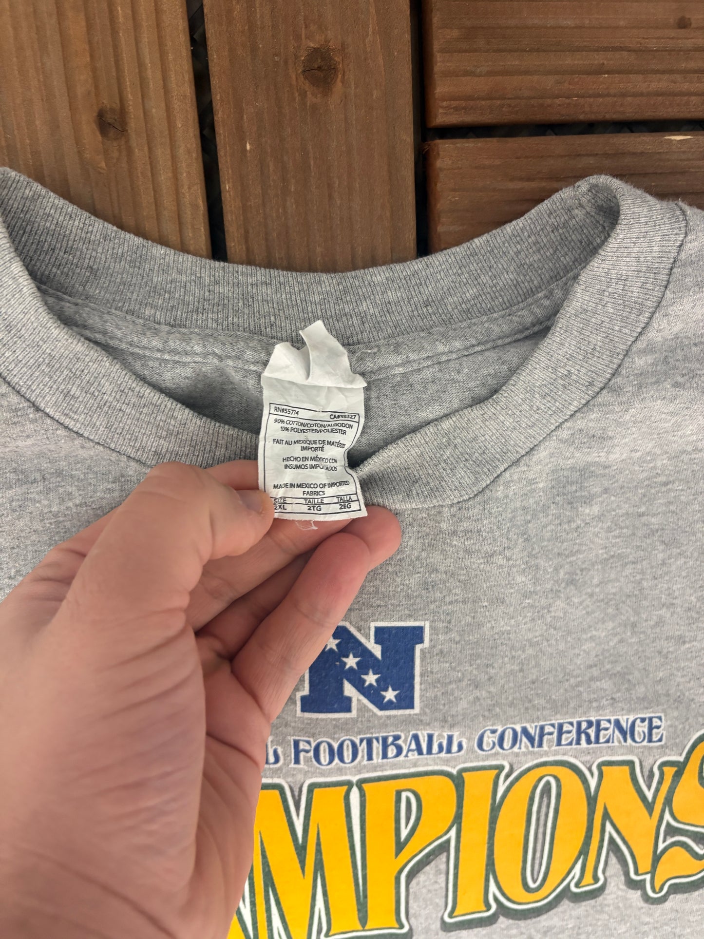 Green Bay Packers NFC Champions 2010 Graphic Tee | Size XX-Large | Vintage 2000s NFL Football Grey T-Shirt |