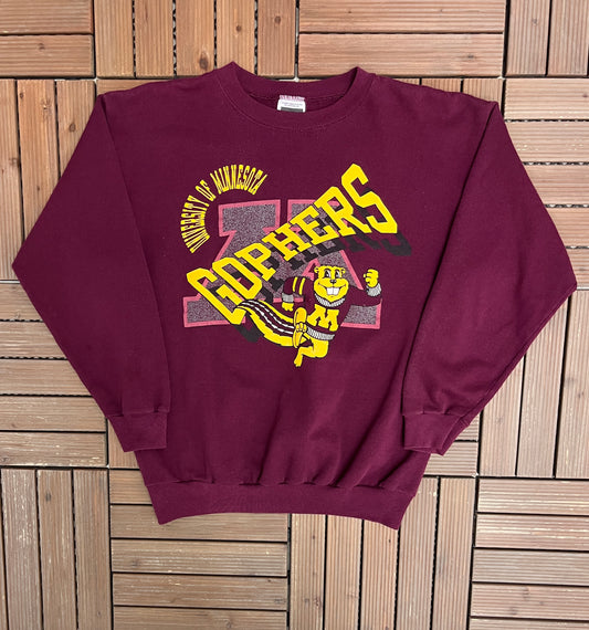 Minnesota Golden Gophers Graphic Crewneck | Size X-Large | Vintage 1990s College Sports Red Sweater |