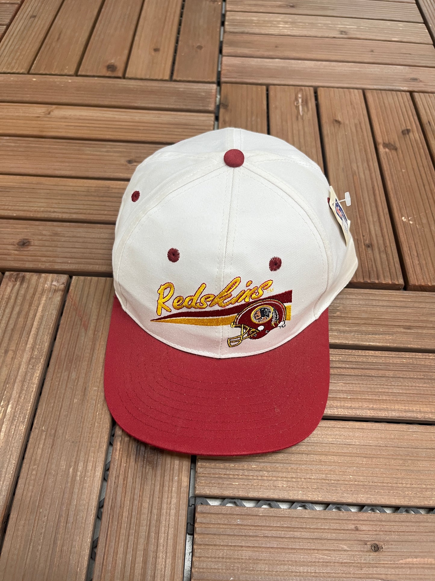 Washington Redskins Graphic Hat | Snap Back | Vintage 1990s NFL Football White Cap |